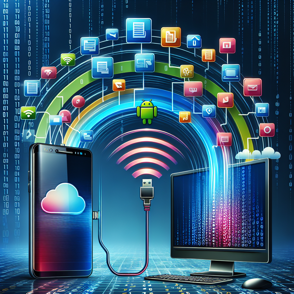 "Infographic illustrating the Wi-Fi Direct process for seamless file sharing between Android devices and PC, featuring step-by-step instructions and connection icons."